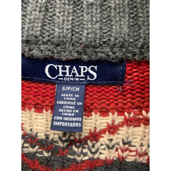 Chaps Sweater Size S Womens Zipper Cardigan Indian Aztec Tribal Red - Picture 3 of 7